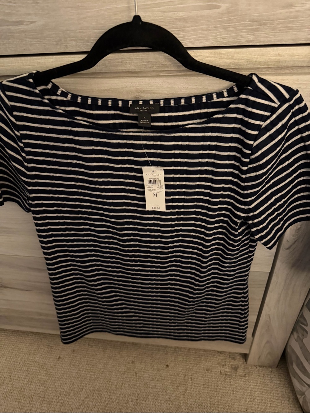 Striped Short Sleeve Tee - Navy & White